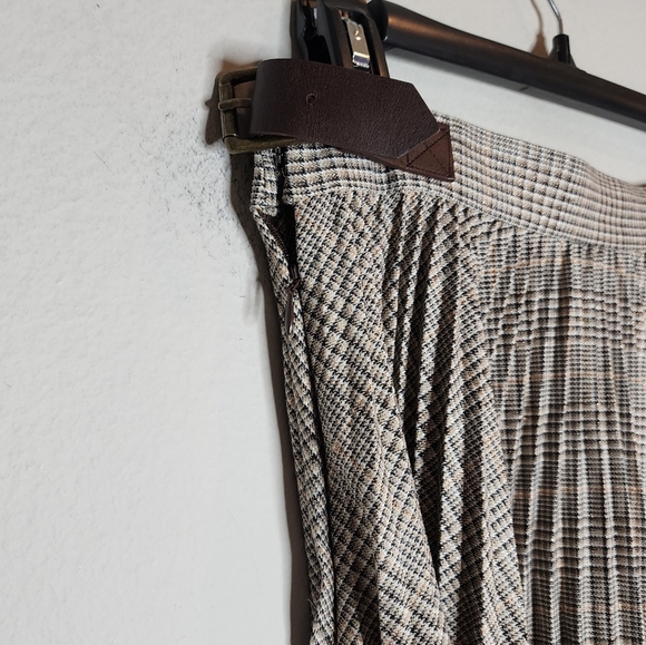 Banana Republic Metallic Plaid Pleated Midi Maxi Skirt Black Bronze White Size 0 - Picture 14 of 17